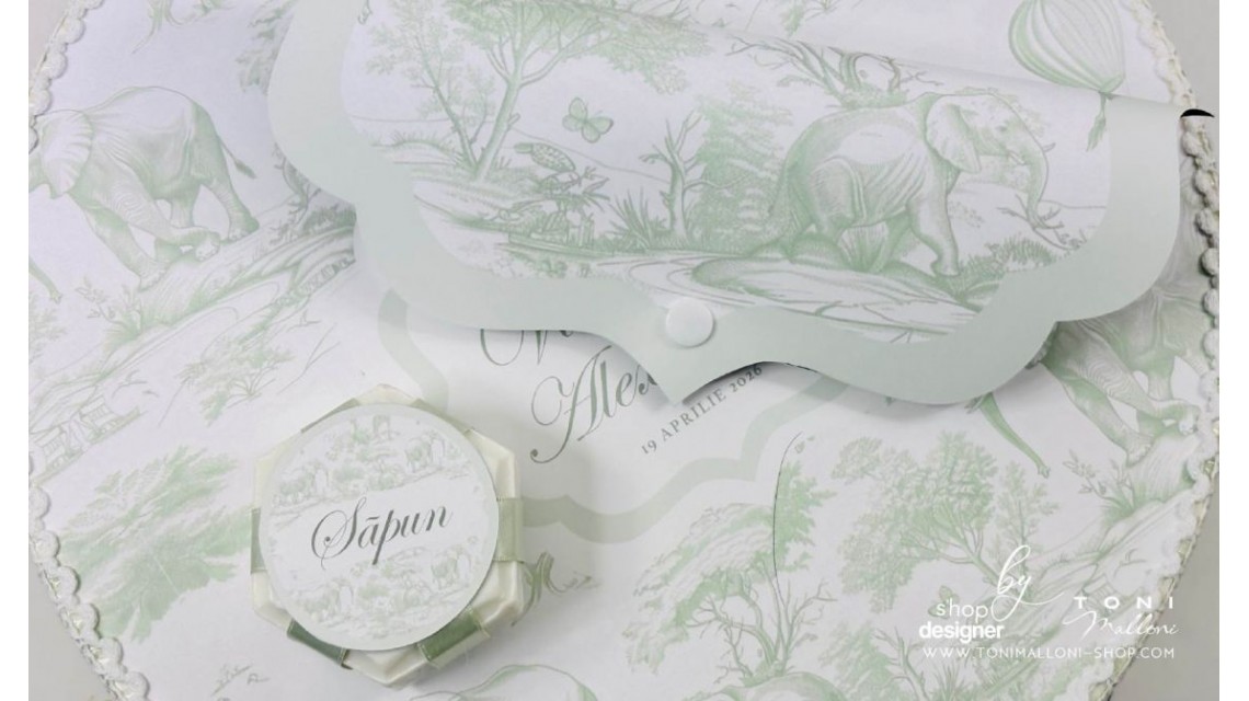 Trusou botez Green Safari personalizat băiat – tematică jungle elegantă verde 12